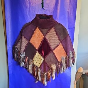 Wilsons Leather Multicolor Patchwork Cape